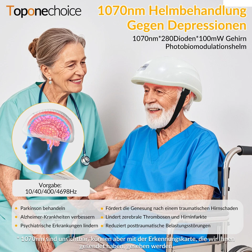 1070nm Photobiomodulation Brain Helmet NIR Light Therapy Parkinson Alzheimer - Bild 1 von 4