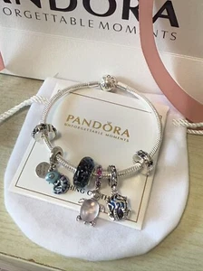 Pandora 925 Silver  Sea Turtle Dangle Bracelet  Charms 7.1 Inch New - Picture 1 of 4
