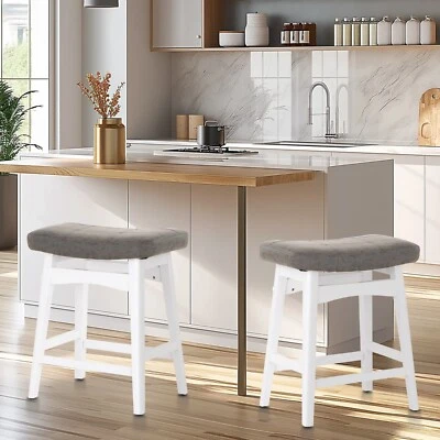 24'' Bar Stools Set of 2 Solid Wood Barstools for Kitchen Counter Island - Image 1 of 4