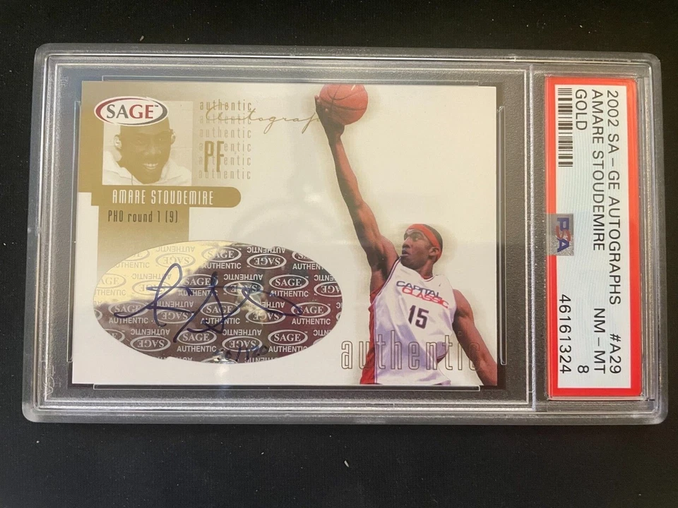 Amare Stoudemire Sage 2002 automático dorado/120 PSA población 1 solo 5 superior Foto 1 de 2