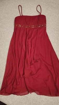 Город треугольники платье женщин средний красный блестки кружева шифона Y2K коктейльное вечеринки - Изображение 1 из 4