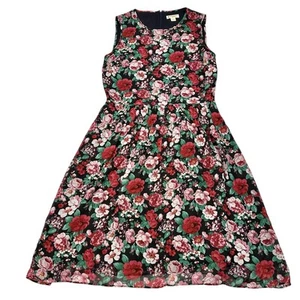 Brooks Brothers Red Fleece Floral Chiffon Dress Womens Size 4 Sleeveless - Picture 1 of 23