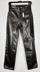 Gap Cheeky Straight High Rise Faux Animal Leather Pants Brown Size 26/ 2 NWT $98 - Picture 1 of 9