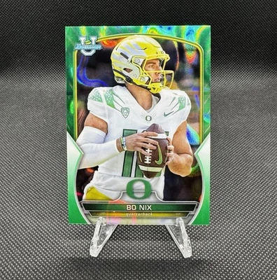 2022 Bowman University Chrome - Bo Nix #61 Green Lava Refractor /99 (RC) - Image 1 of 3