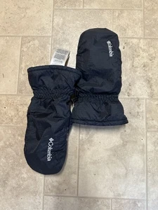 COLUMBIA Black White LOGO Size YOUTH medium Gloves - Picture 1 of 3