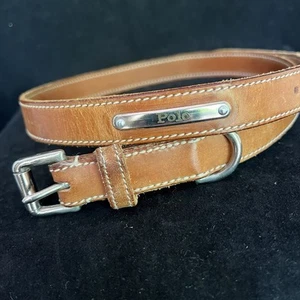 POLO RALPH LAUREN Leather Belt Vintage Mens Youth Light Brown Size 26/65 UK Made - Picture 1 of 12