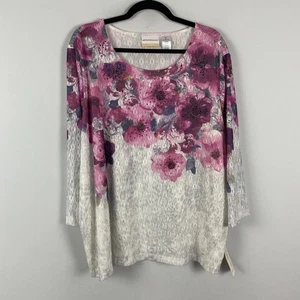 Top donna Alfred Dunner taglia 3X blusa impreziosita da strass stampa floreale - Foto 1 di 10