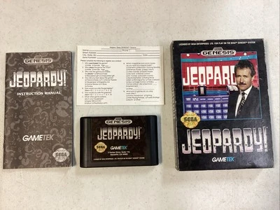 Jeopardy (Sega Genesis, 1992) CIB with Manual And Reg Card Paper Box Tested - Image 1 of 4