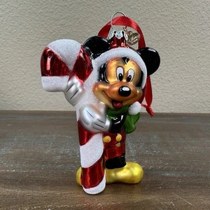 2014 Disney Store Sketchbook Ornament Mickey Mouse & Candy Cane Blown Glass 5” - Picture 1 of 19