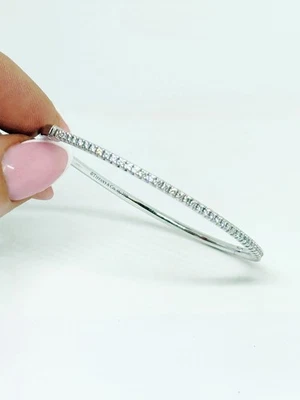 Brazalete con bisagras Tiffany & Co. Metro de diamantes de oro blanco de 18 k Foto 1 de 4