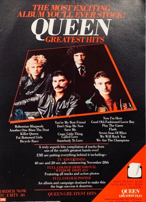 QUEEN 1981 original POSTER ADVERT GREATEST HITS Freddie Mercury - Image 1 of 4