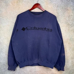 VTG 90s Columbia Sporstwear Sweatshirt Mens Sz M Blue Crewneck Pullover Logo - Picture 1 of 8