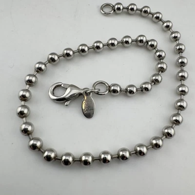 "Brazalete tobillera cadena cuentas bola acero inoxidable tono plata Milor 10""" Foto 1 de 4