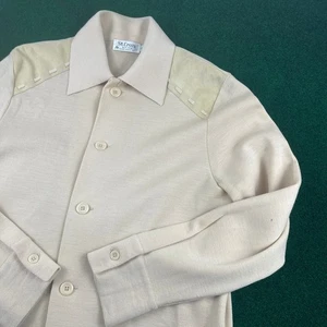 Giacca camicia St Croix Knits uomo beige 100% lana zefiro bottoni M accento scamosciato - Foto 1 di 15