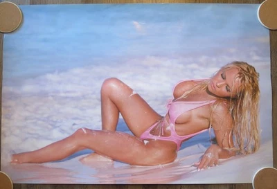 Póster de traje de baño bikini de playa vintage grande Art Cartel Pamela Anderson 36 x 24 Foto 1 de 3