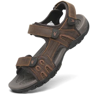 Men's Athletic Sandals Sport Outdoor Hiking Sandals Open Toe Leather Walking ... - Picture 1 of 8