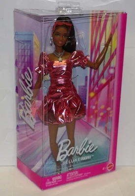 Barbie Deluxe Style Doll #6 in Metallic Coral Mini Dress w/Bubble Hem 2024 NEW - Image 1 of 4