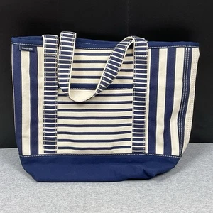 Bolso de Mano Land’s End de Lona Azul Marino Rayas Barco Clásico Náutico Tapa Abierta - Imagen 1 de 7