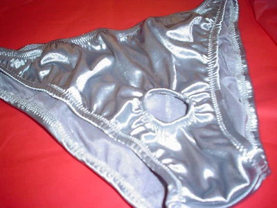 Cueca de biquíni masculina frente aberta brilhante sexy cetim opções e tamanho pequeno ou GG - Imagem 1 de 3