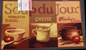 TAPPETO CUCINA NYLON STAMPATO (non scivolo) (18"x30")SOUP DU JOUR, POMODORO BASILICO & FORMAGGIO, RT - Foto 1 di 9