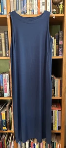 J.Jill Wearever Women’s Maxi Tank Dress Blue Full Length Side Slit Dress Size L - Picture 1 of 4
