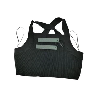 House Of Harlow 1960 Black Ribbed Sports Bra Workout Athletic Crop Top Size L - Picture 1 of 7