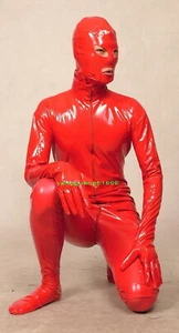 Unisex Shiny PVC Suit Catsuit Tights Costumes Outfit With Open Eyes & Mouth F419 - Picture 1 of 13
