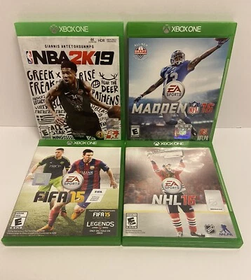 Xbox One Lot Of (4) - (NBA2K 19, Madden 16, FIFA 15, NHL 16) VG Condition - Image 1 of 4