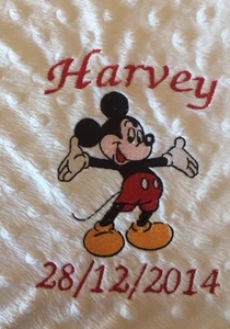 personalised dimple fleece baby blanket Mickey Mouse - Picture 1 of 1