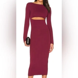 Nuevo con etiquetas Vestido midi recortado Revolve X Not Yours to Keep Amori en rojo Merlot - S - Imagen 1 de 10