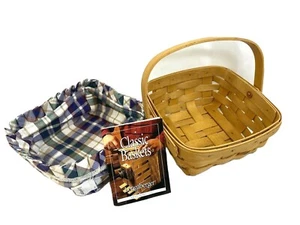 LONGABERGER Small Square Basket w Fabric Liner & Handle 2000 3"H x 6.5"W Booklet - Imagen 1 de 11