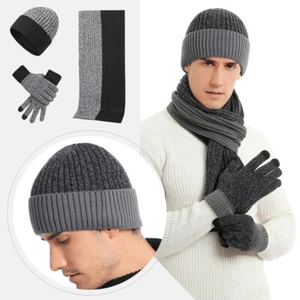 3 Teile/Set Winter Beanie Mütze Schal Handschuhe Outdoor Ski Winddicht Warm Schal Sets- - Bild 1 von 22