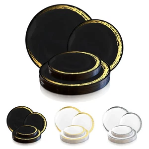 Elegant Round Moonlight Design Disposable Plastic Dinner Salad Plates 120 pcs - Picture 1 of 29