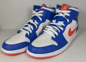 NEW Nike Air Jordan 1 Mid Knicks Game Royal Rush Orange FD1029-400 Men's Size 18 - Picture 1 of 16