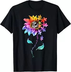 Sunflower Autism Awareness Be Kind Puzzle Mom Support Kids T-Shirt Hoodie - Picture 1 of 18