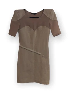 Mini Vestido Mackage Malla Tostada Vendaje Acolchado Hombro Talla 8 - Imagen 1 de 10