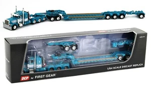 2022 DCP 1:64 *AQUA* Peterbilt 389 Tri-Axle w/Magnitude HEAVY HAUL Lowboy NIB - Picture 1 of 7