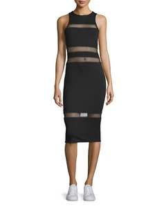 NWT!! Sexy!! T by Alexander Wang Mesh-Trim Lux Ponte Midi Dress, Black, Size S - Picture 1 of 5