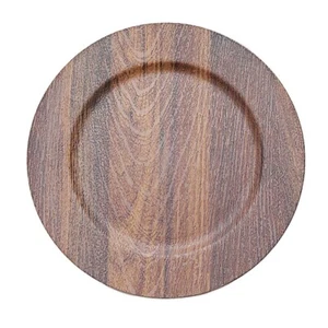 6 Round 13" Rustic Faux Wood Plastic Charger Plates Party Events Decorations - Picture 1 of 26