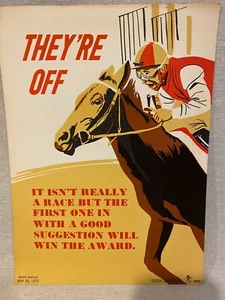 Póster de caballo y jinete vintage de materiales de personal 1970 "They're Off" 9992 - Imagen 1 de 5