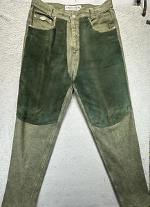 JNCO Jeans Mens 38 Green Denim Suede Paneling Straight Vintage USA Made 90s - Picture 1 of 24