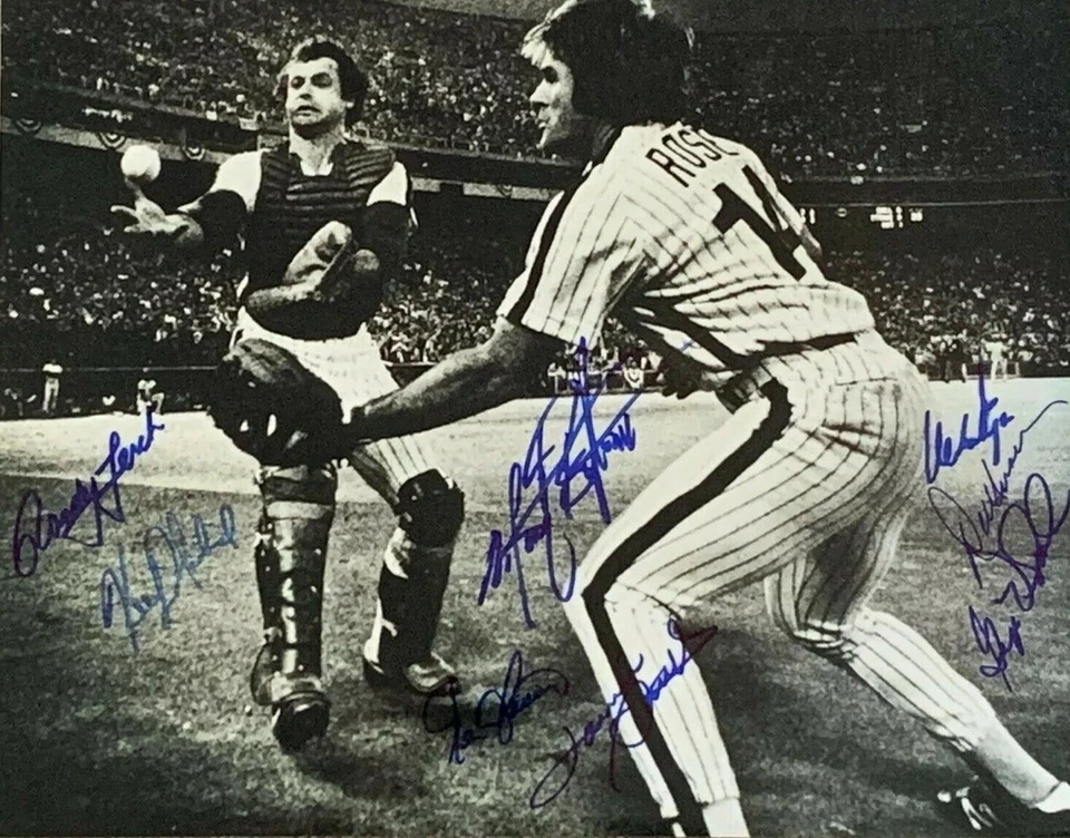 1980 PHILADELPHIA PHILLIES WORLD SERIES 8 SIGNED AUTO 11x14 ROSE BOONE BOONE - Image 1 of 1