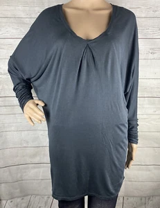 Kensie Tunic Small Dark Gray Long Dolman Sleeves 100% Rayon Casual Sexy Thin Top - Picture 1 of 12