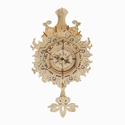 RUIAN Wood 3D Puzzles Building Mechanical Wall Clock Hanging Pendulum Toy Kits - Image 1 of 4