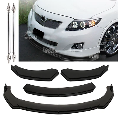 Front Bumper Lips Splitter Spoiler Body Kit +Strut Rods For Toyota Corolla - Изображение 1 из 4