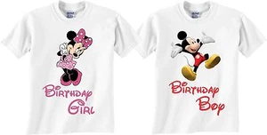 Mickey Birthday Boy and Minnie Birthday Girl Disney matching tshirt - Picture 1 of 7