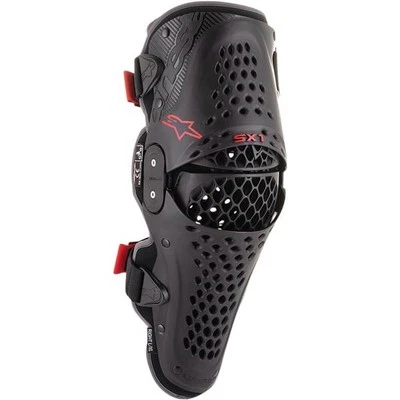 Alpinestars SX-1 V2 Knee Guards | Motorcycle Protection | Black/Red - Image 1 of 4