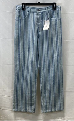 Levi's Women's Blue Striped Flare Pants 36 Regular Cotton Denim Casual - Image 1 of 4
