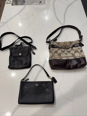 Coach Purses & Wristlet - Lot Of 3- Studded Hearts, Pebble Leather, Monogram C’s - Image 1 of 4