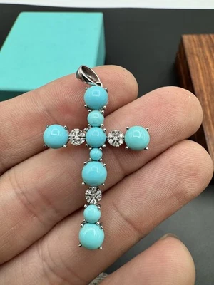 Le Vian 14k 白金 4 克拉钻石和波斯绿松石手链 - 3.9 克 — 第 1/4 张图片